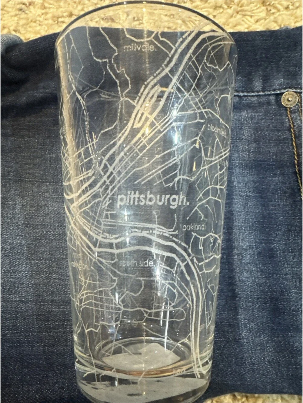 Well Told Engraved Pittsburgh Pennsylvania Map Pint Glass,